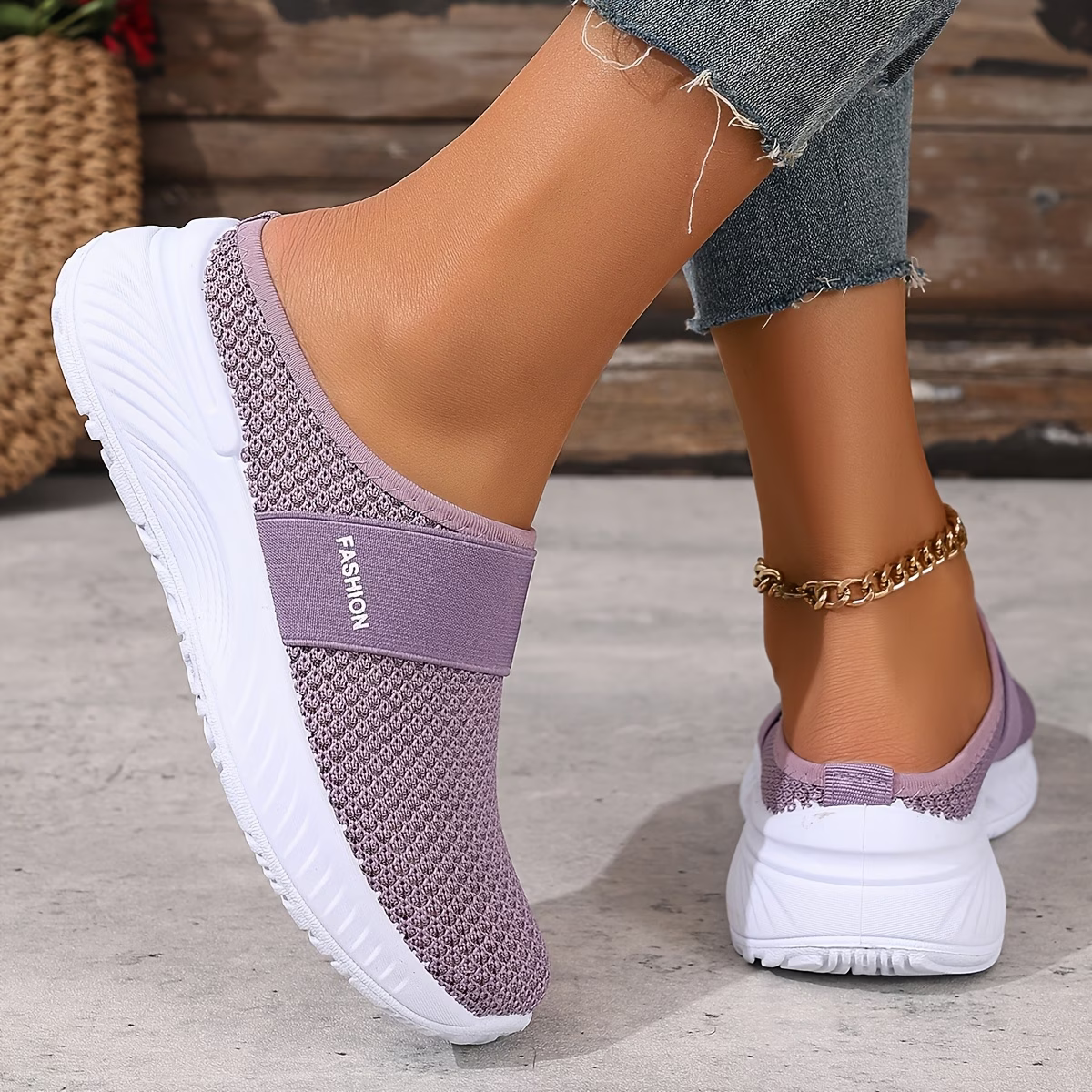 Women's Comfortable Breathable Slip-On Sneakers Sandals for Travel & Summer Outings
