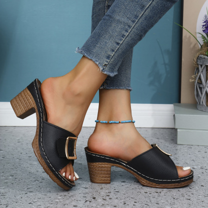 Women's Adjustable Width Chunky Heel Sandals