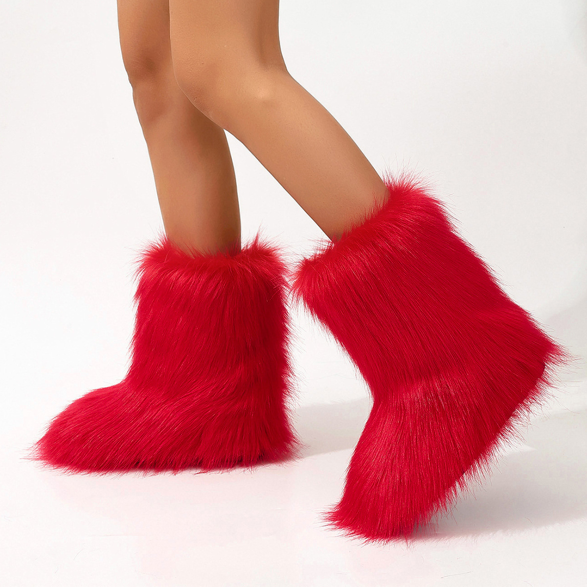 Women's Trendy Snow Boots, Fashion Faux Fur Mid Calf Boots, Women's Comfortable Boots