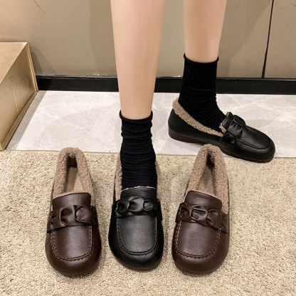 Women's Comfortable and Warm Leather Flat Shoes