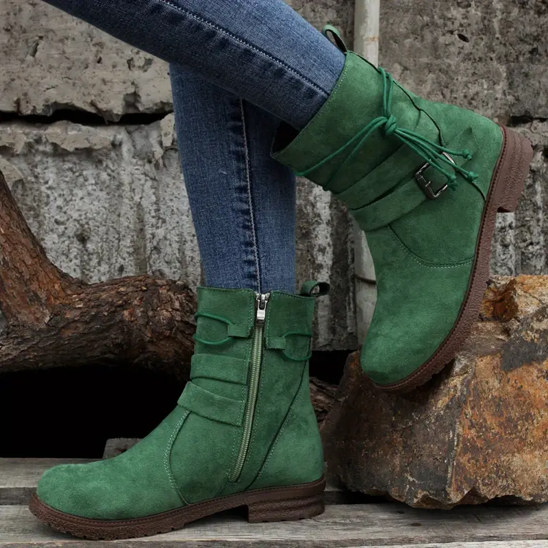 Women's Elegant Comfortable Waterproof Leather Mid-Calf Boots