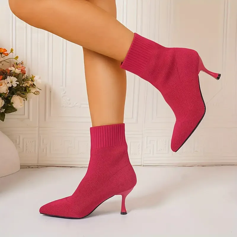 Women's Elegant Knitted High-Heel Ankle Boot