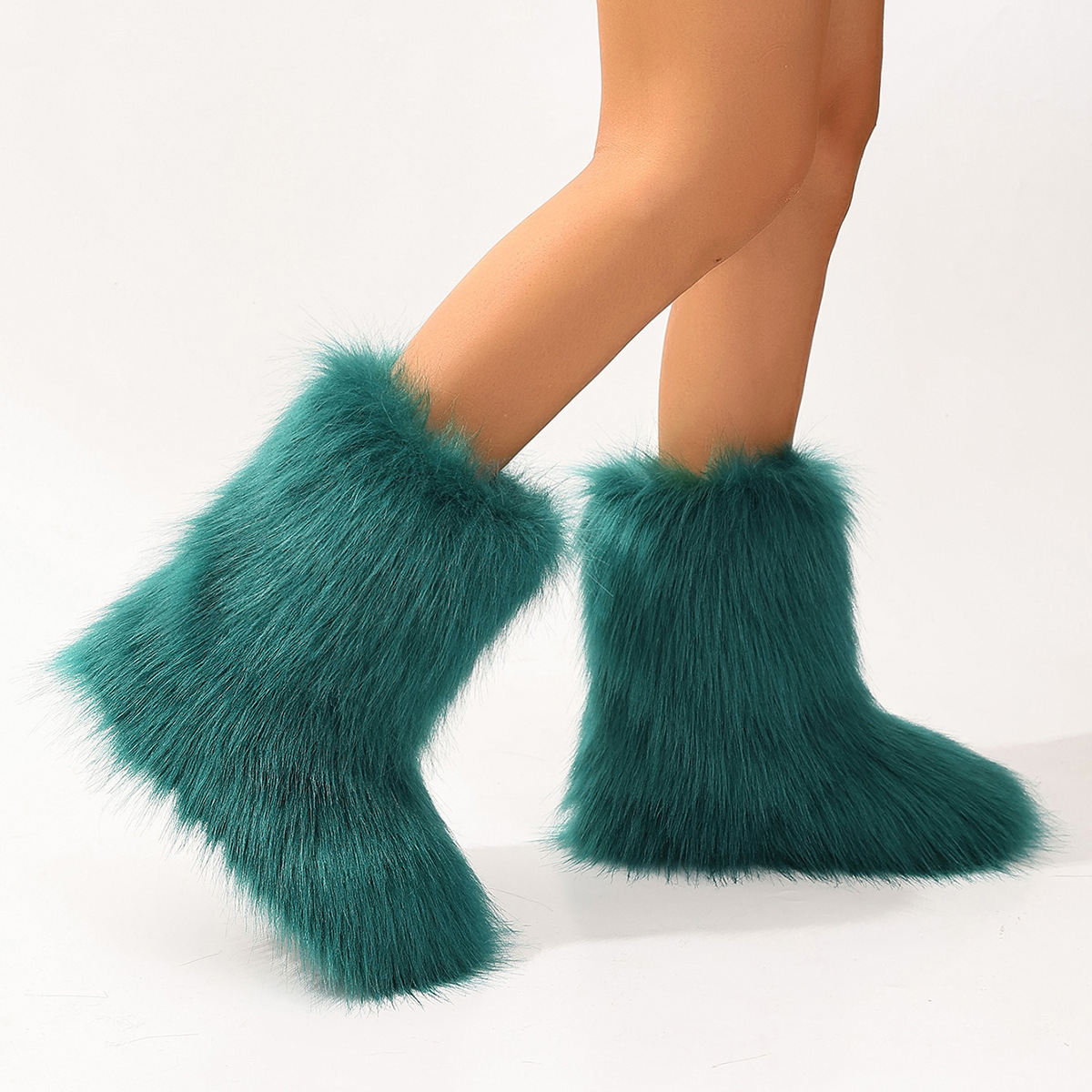 Women's Trendy Snow Boots, Fashion Faux Fur Mid Calf Boots, Women's Comfortable Boots