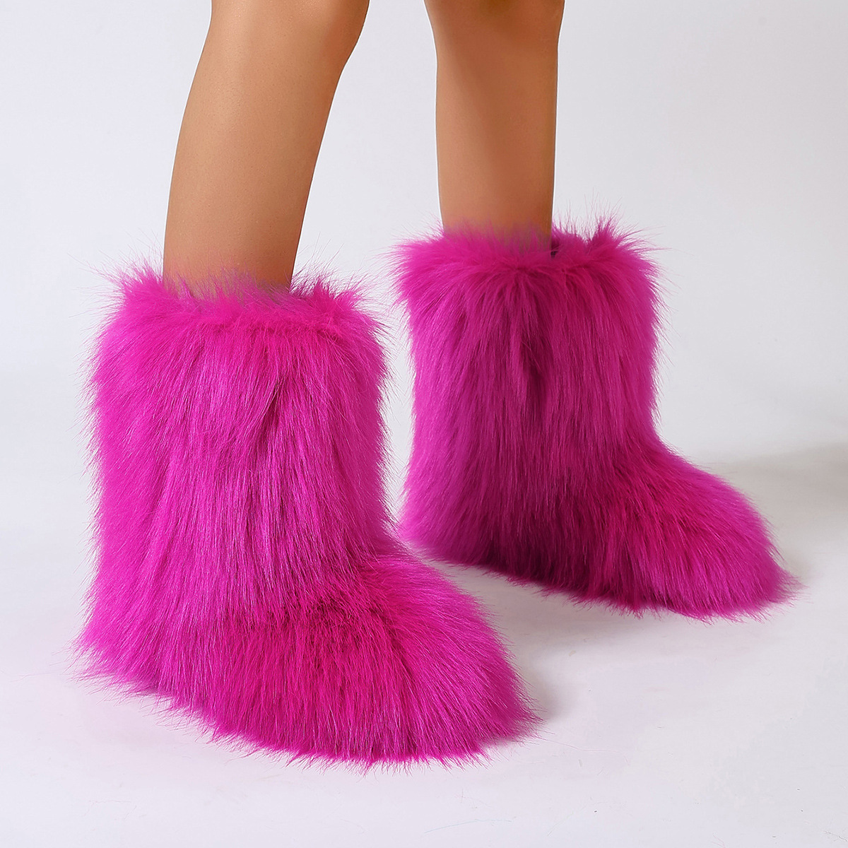 Women's Trendy Snow Boots, Fashion Faux Fur Mid Calf Boots, Women's Comfortable Boots
