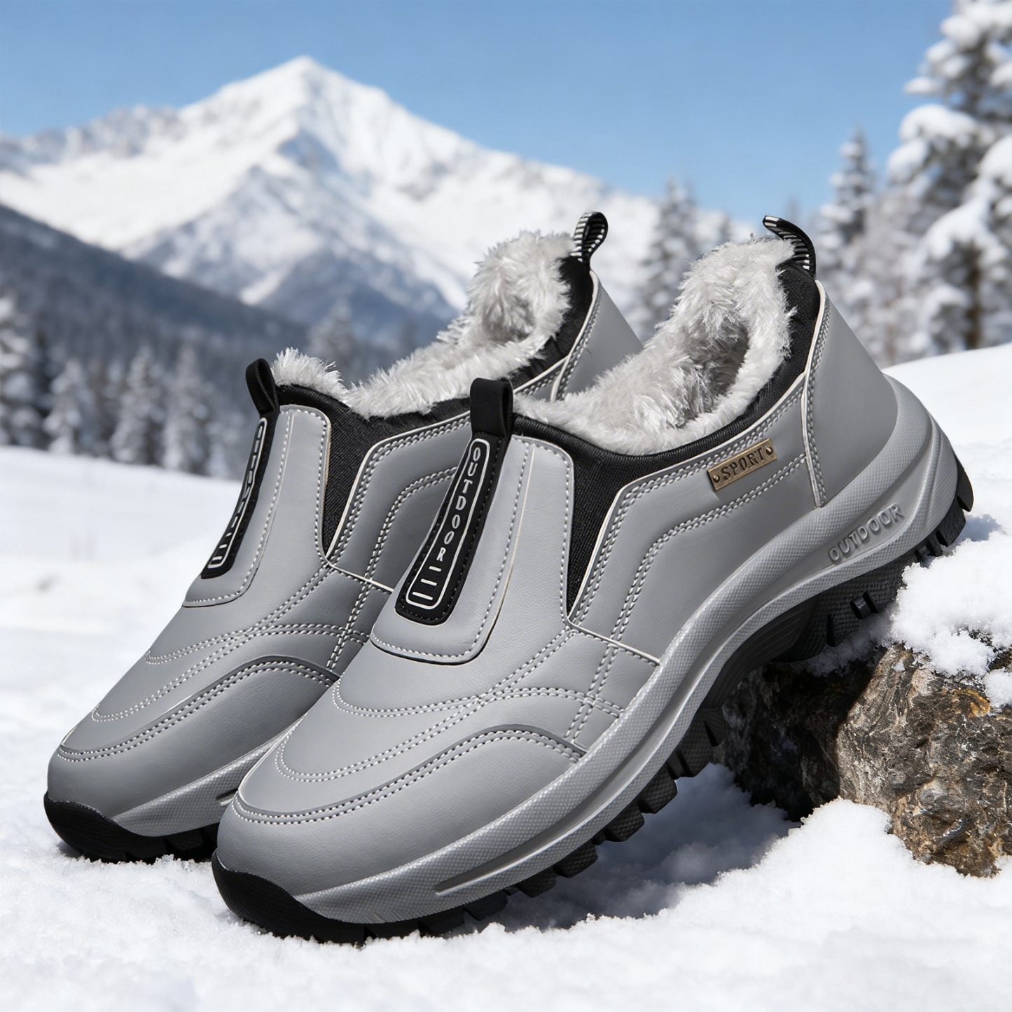 Men's Fleece-Lined Waterproof & Anti-Slip Orthopedic Slip-On Walking Shoes