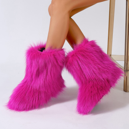 Women's Trendy Snow Boots, Fashion Faux Fur Mid Calf Boots, Women's Comfortable Boots