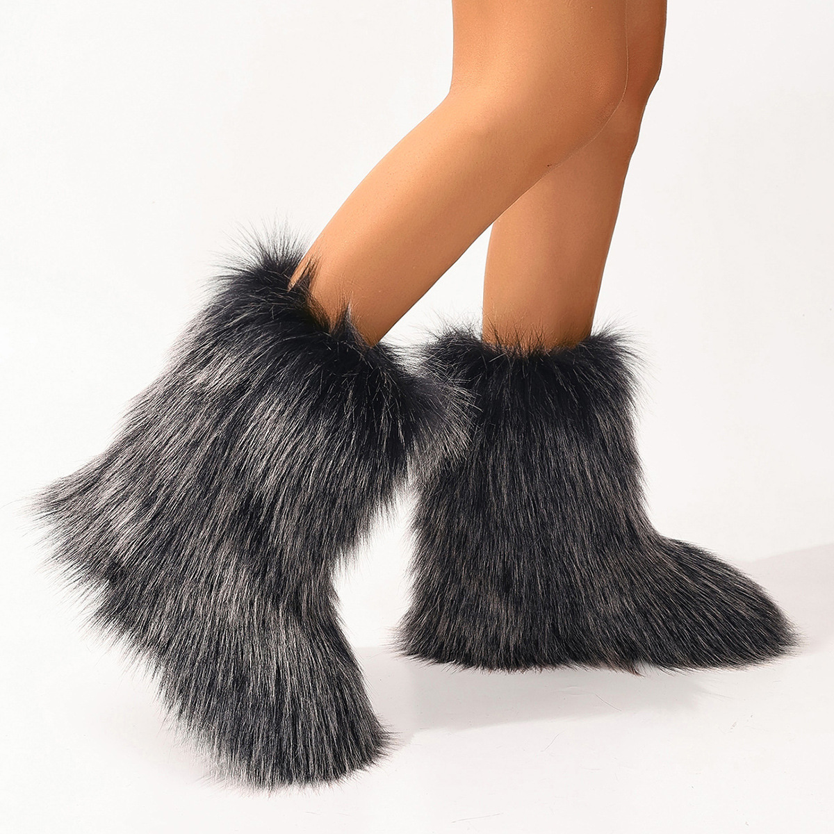 Women's Trendy Snow Boots, Fashion Faux Fur Mid Calf Boots, Women's Comfortable Boots