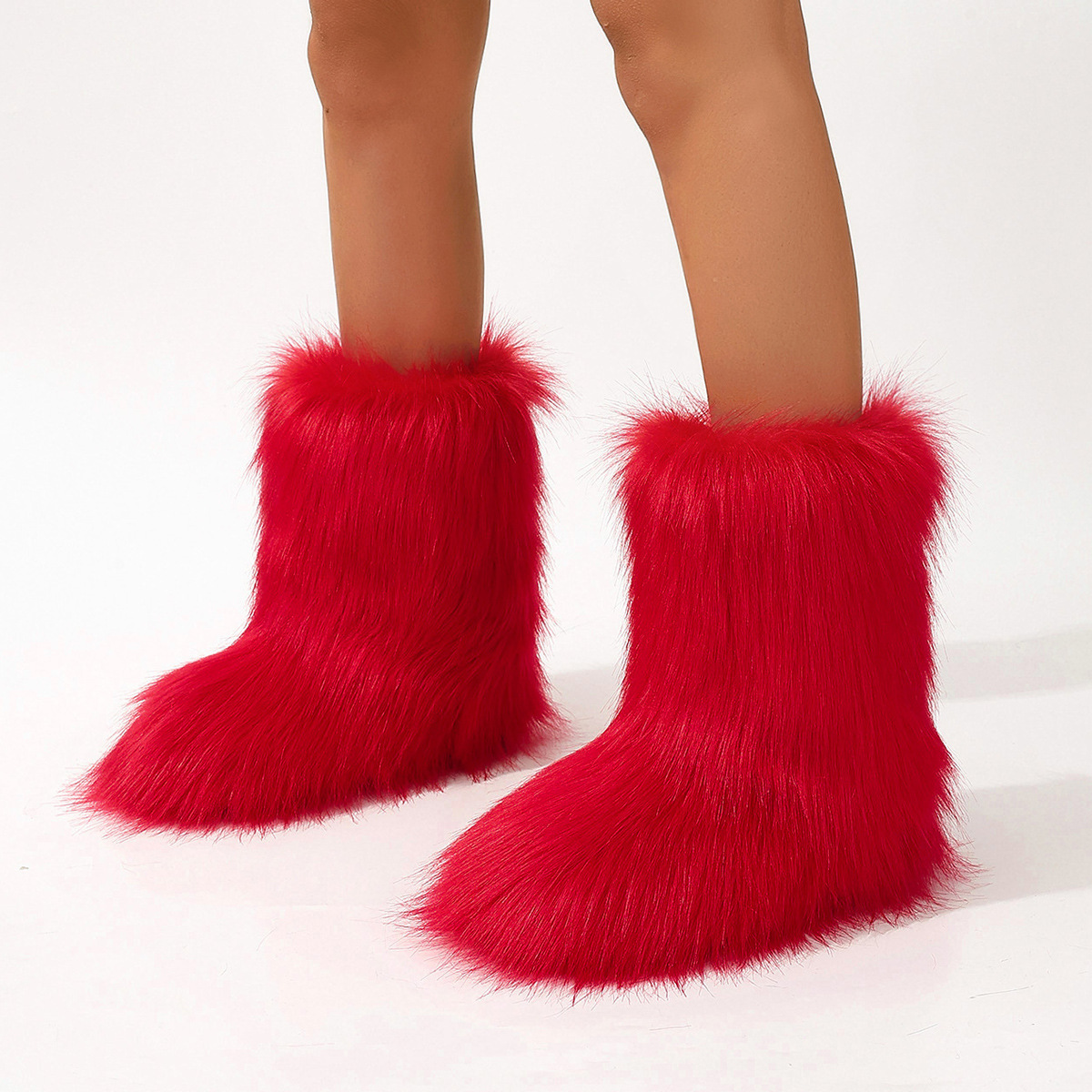 Women's Trendy Snow Boots, Fashion Faux Fur Mid Calf Boots, Women's Comfortable Boots