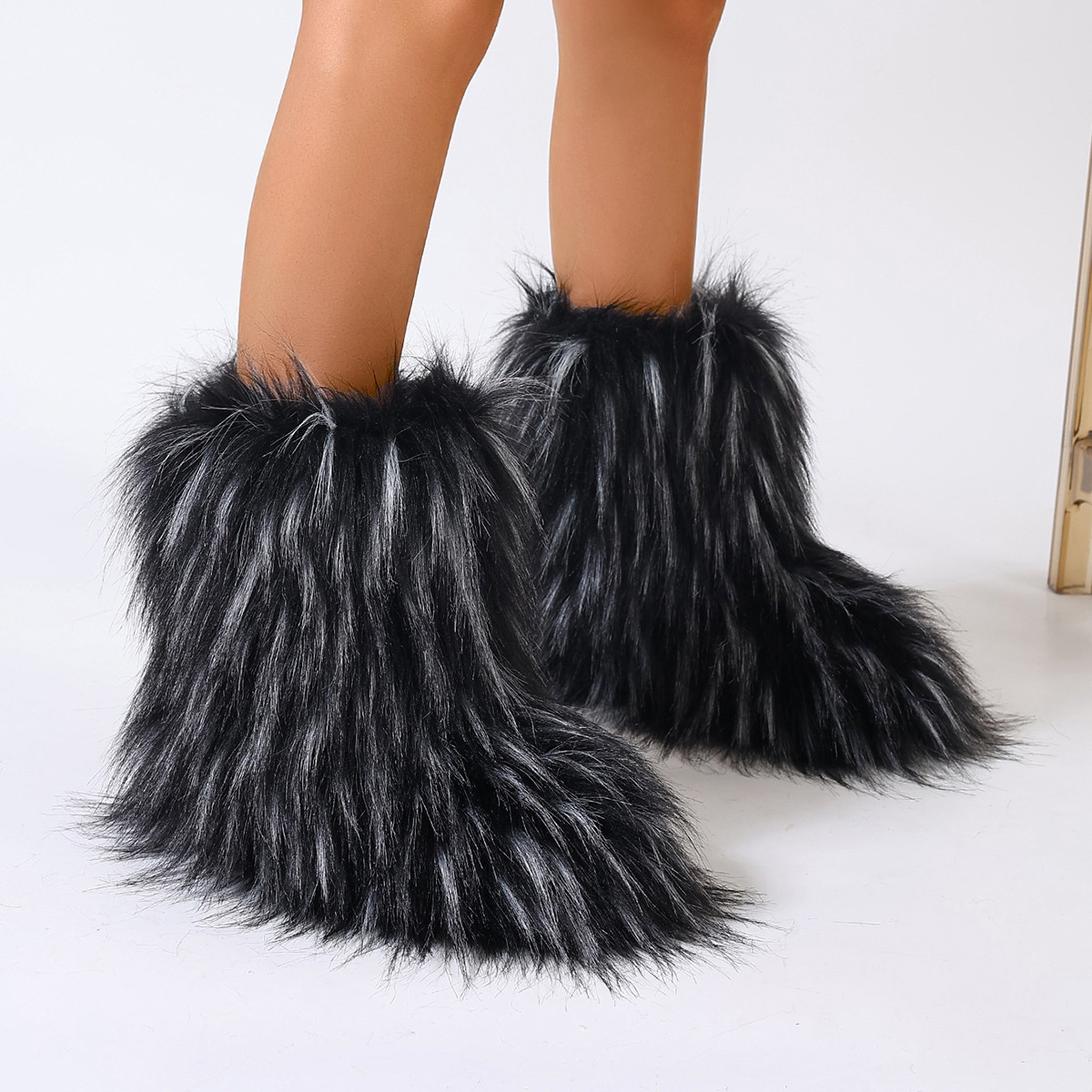 Women's Trendy Snow Boots, Fashion Faux Fur Mid Calf Boots, Women's Comfortable Boots