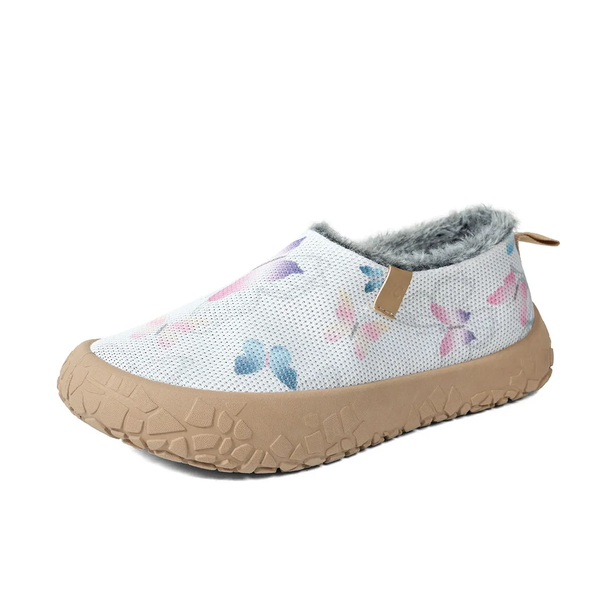 Women's Butterfly Print Warm Fleece Lined Winter Slip‑On Shoes