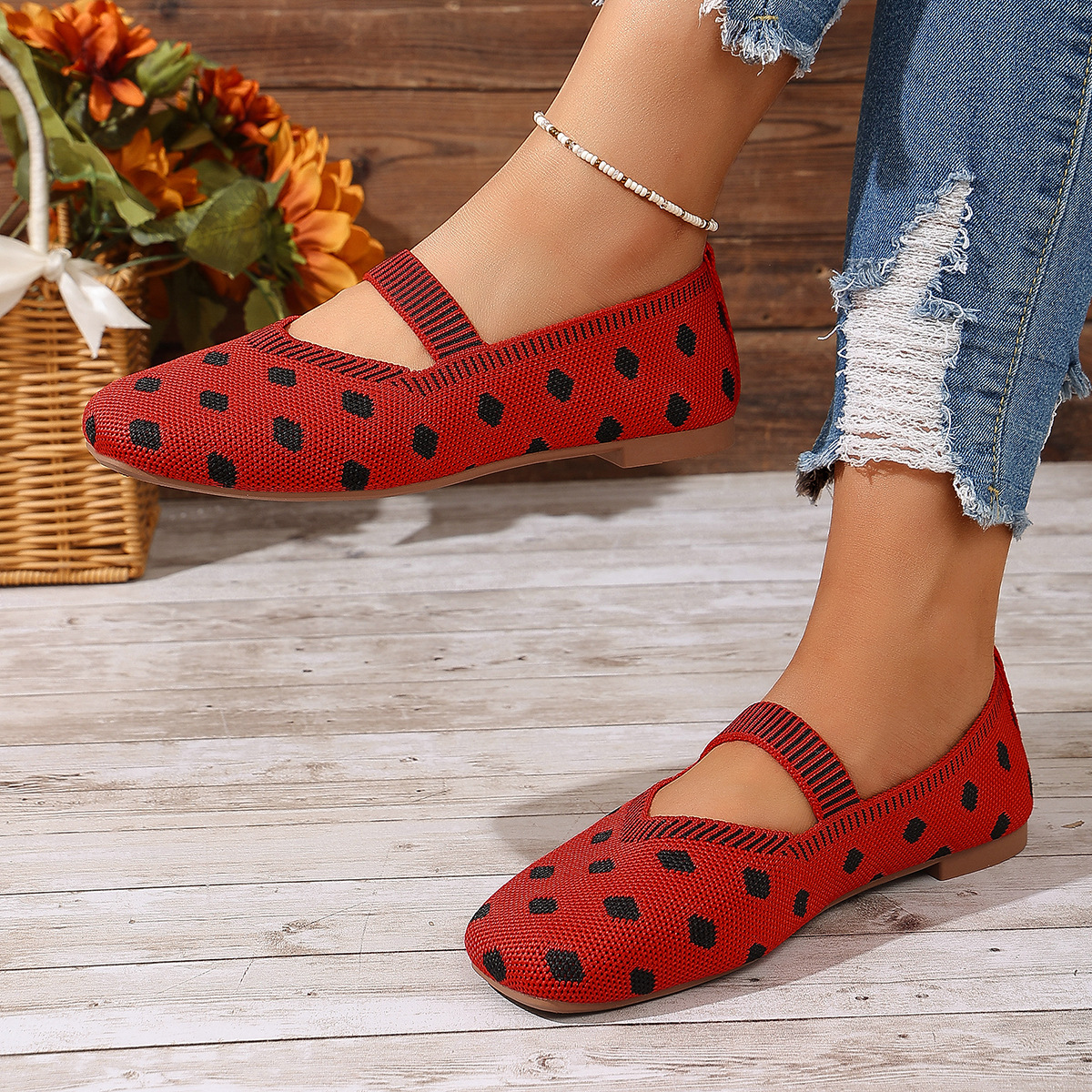 Women’s Polka Dot Mary Jane Flat Shoes