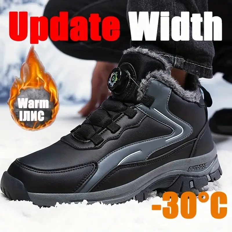 Men's Trendy Warm Winter Non-Slip Shoes Snow Boots With Rotating Buckle
