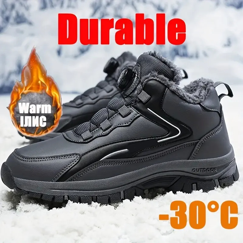 Men's Trendy Warm Winter Non-Slip Shoes Snow Boots With Rotating Buckle