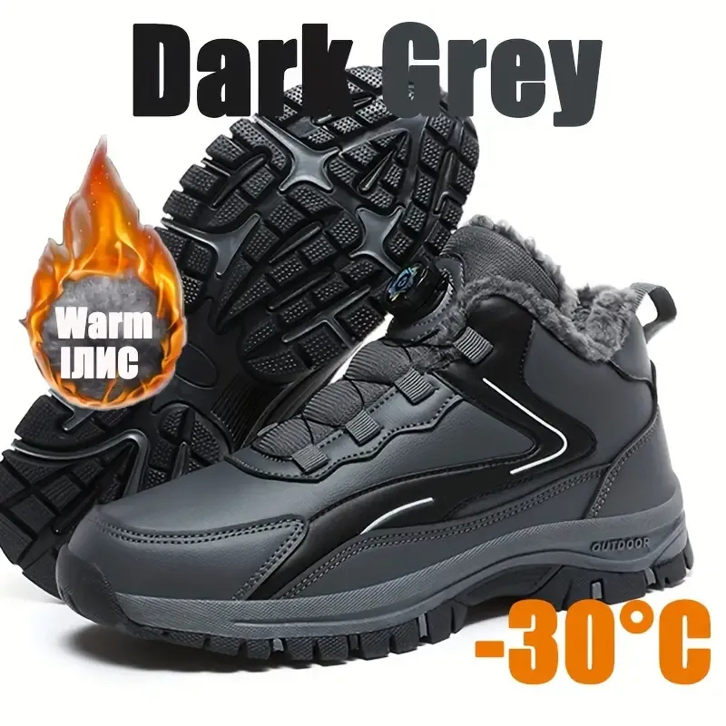 Men's Trendy Warm Winter Non-Slip Shoes Snow Boots With Rotating Buckle
