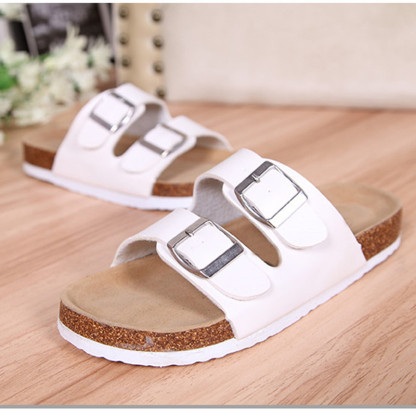 Women’s Adjustable Double Buckle Cork Footbed Orthopedic Slide Sandals