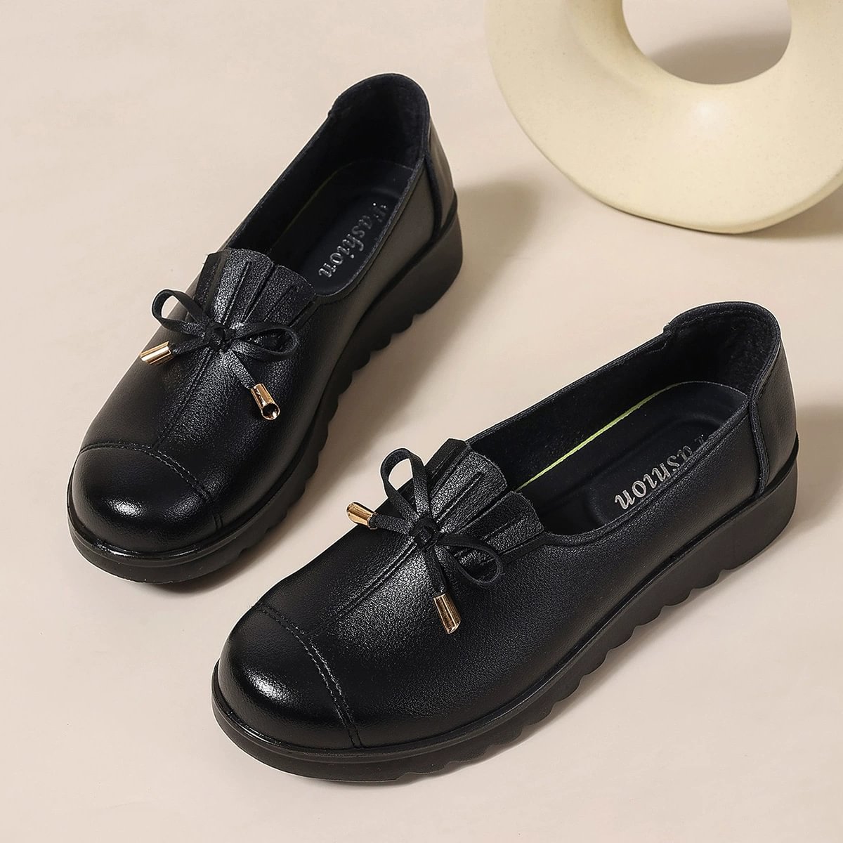 Women's Comfortable Bow‑Detail Loafers Slip‑On Shoes