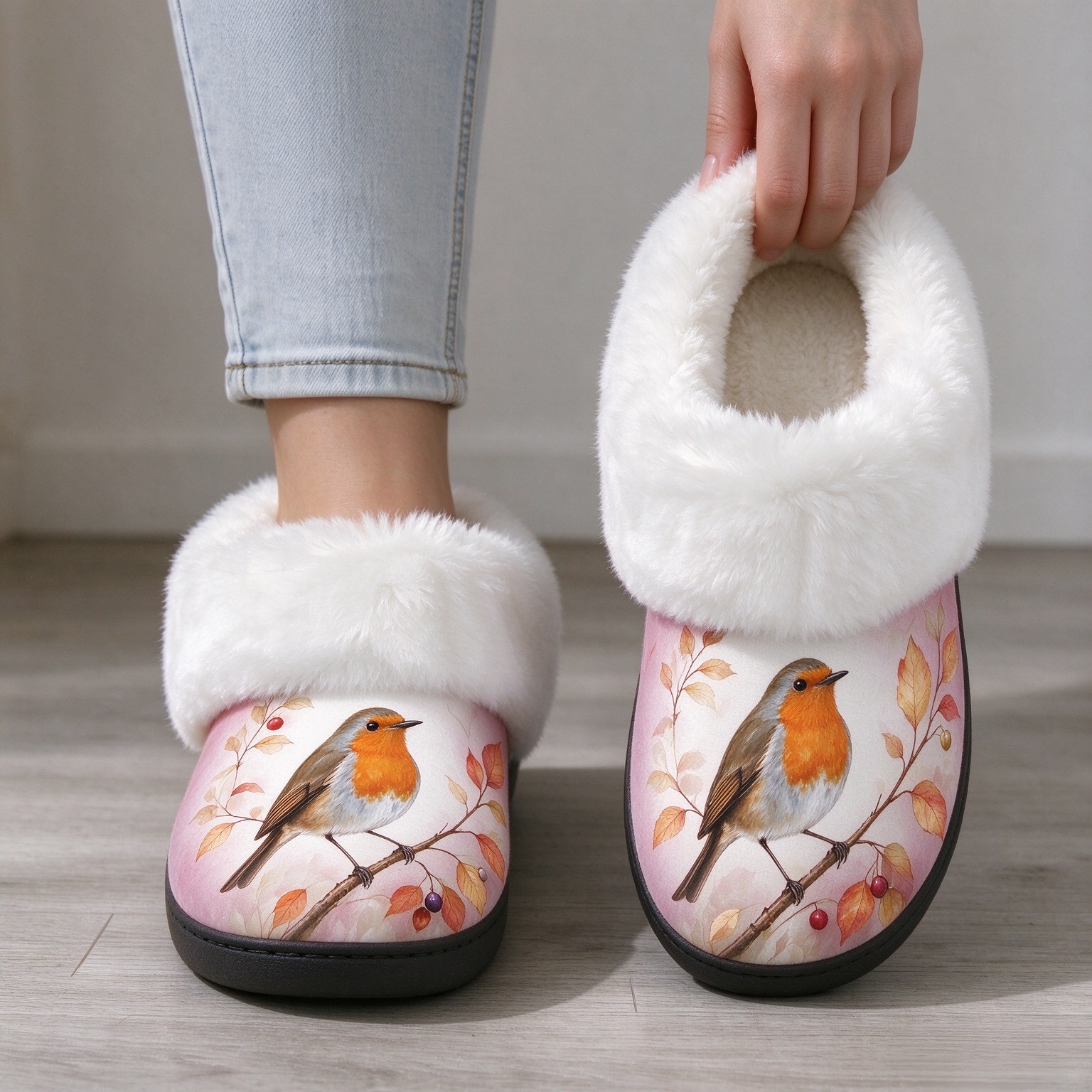Women's Cosy Robin Bird Slippers Indoor/Outdoor Shoes Boots