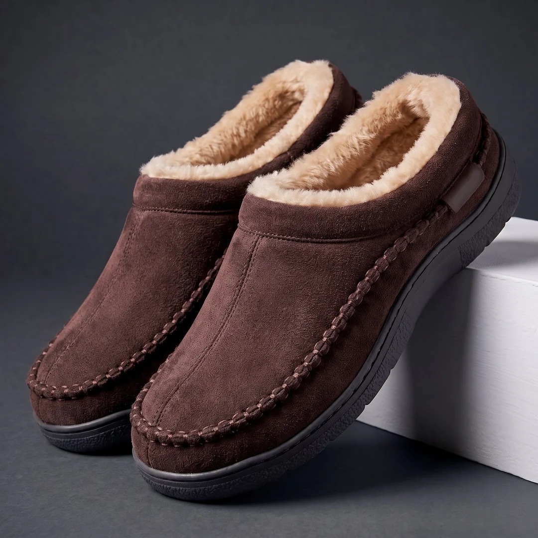 Men's Fleece Lined Mule Slippers Wide Fit Indoor/Outdoor Shoes