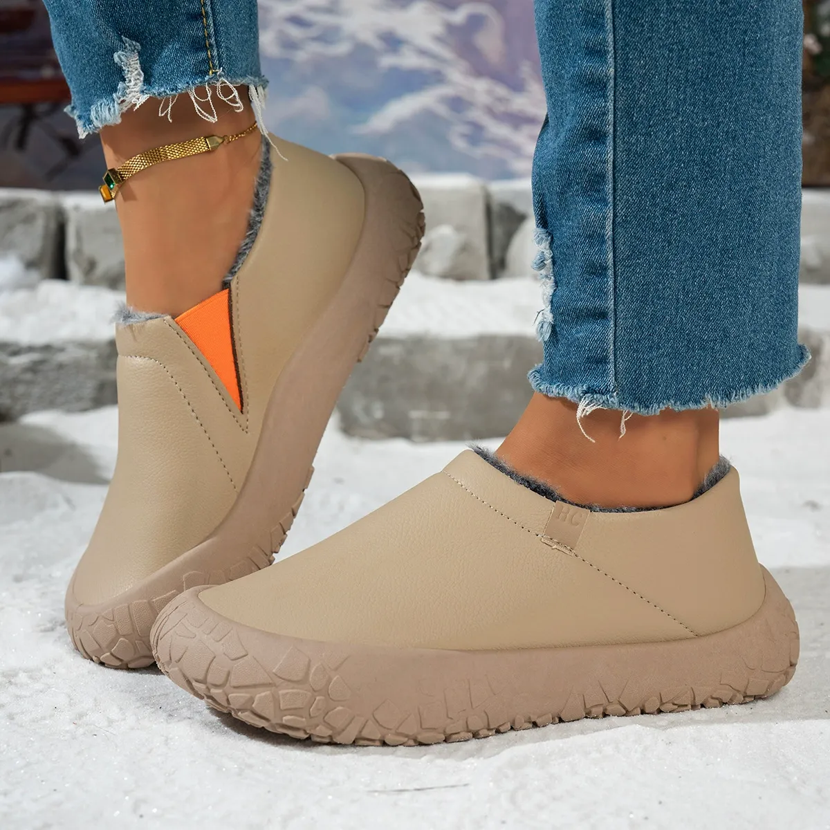 Women's Warm Waterproof Anti‑Slip Winter Slip‑On Shoes Indoor/Outdoor Shoes