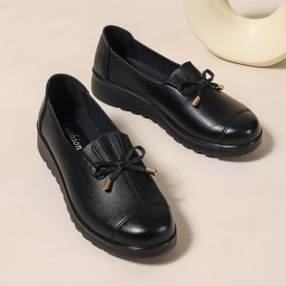 Women's Comfortable Bow‑Detail Loafers Slip‑On Shoes