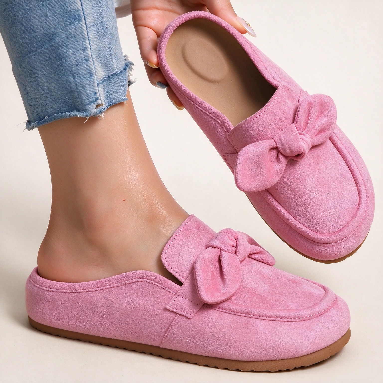 Women's Soft Suede Mule Slippers Slip-On Backless Loafers