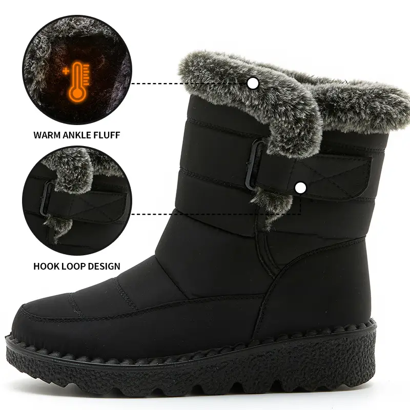 waterproof anti slip winter boots warm plush inner thick sole ankle boots womens snow boots details 1
