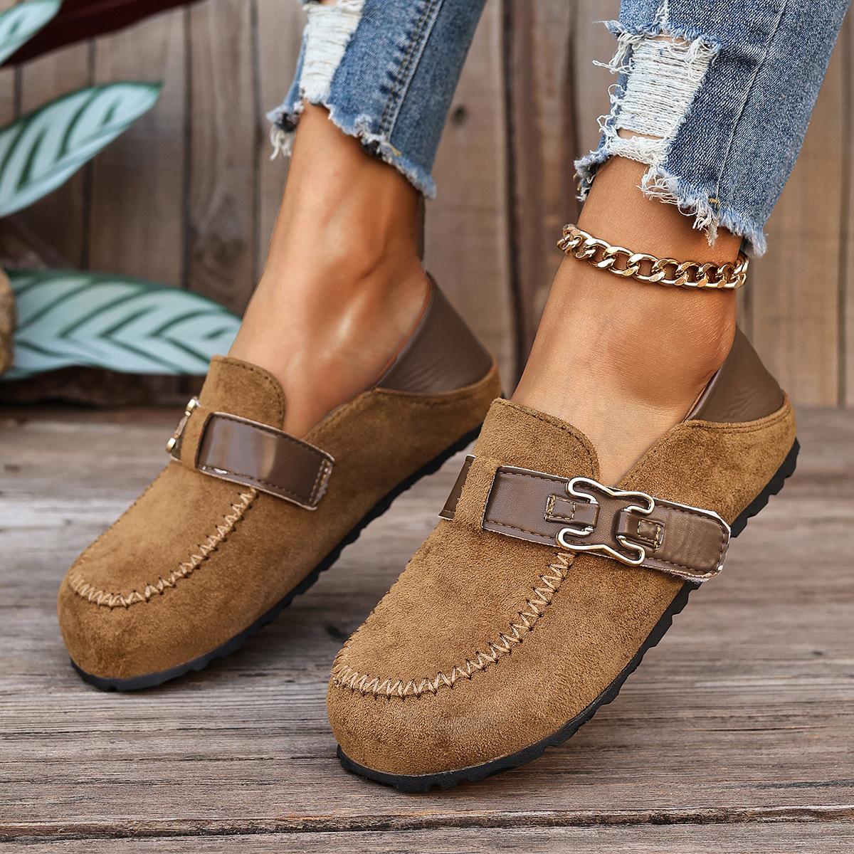 Women’s Adjustable Strap Mule Clogs Slip‑On Shoes for Wide Feet