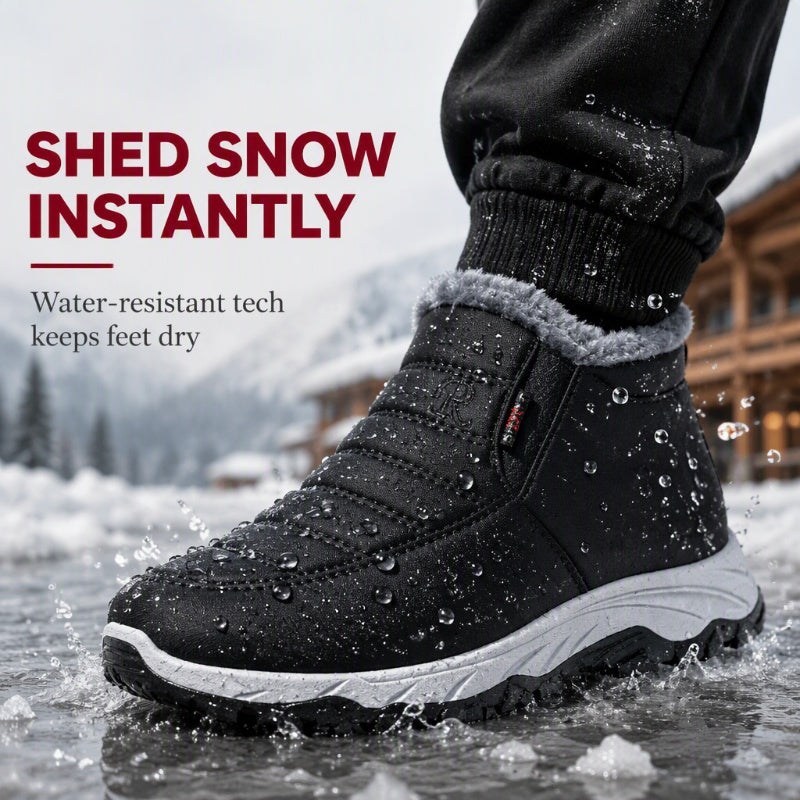 Men’s Warm Fleece Lined Slip‑On Winter Shoes WaterProof Non‑Slip Outdoor Ankle Boots