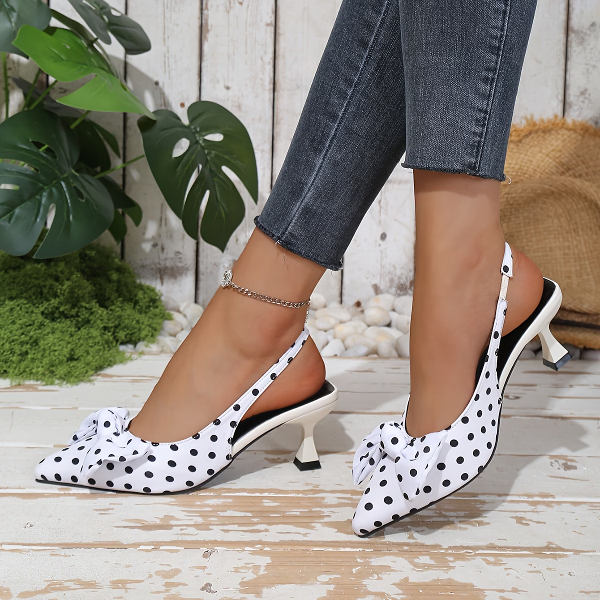 Women's Elegant and Graceful Polka Dot Bow Sandals