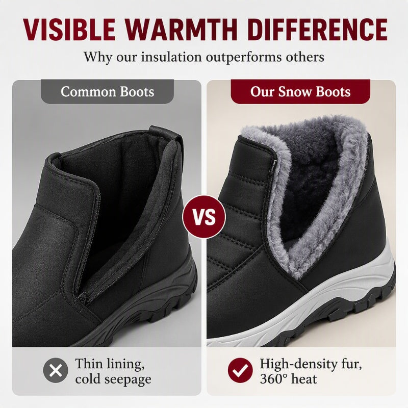Men’s Warm Fleece Lined Slip‑On Winter Shoes WaterProof Non‑Slip Outdoor Ankle Boots