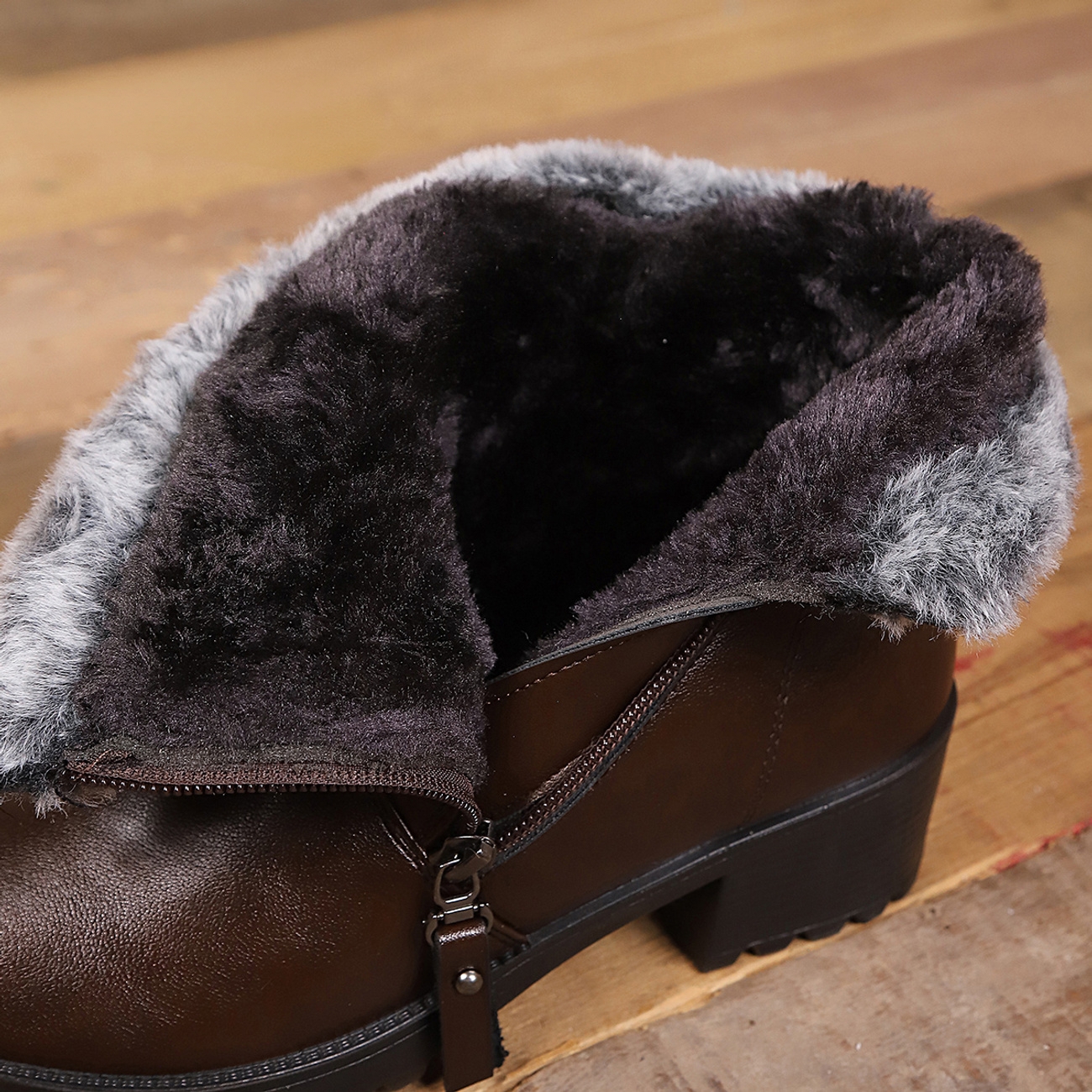 Women's Warm Furry Lining Ankle Boots Side Zip Boots