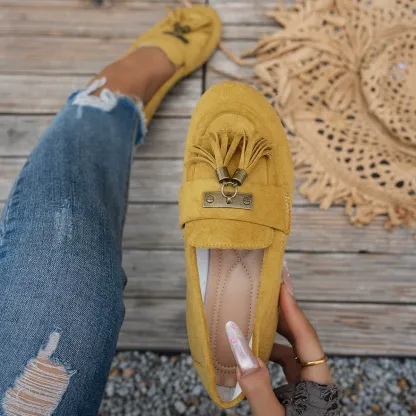 Women's Tassel Flat Loafers Slip-On Walking Shoes