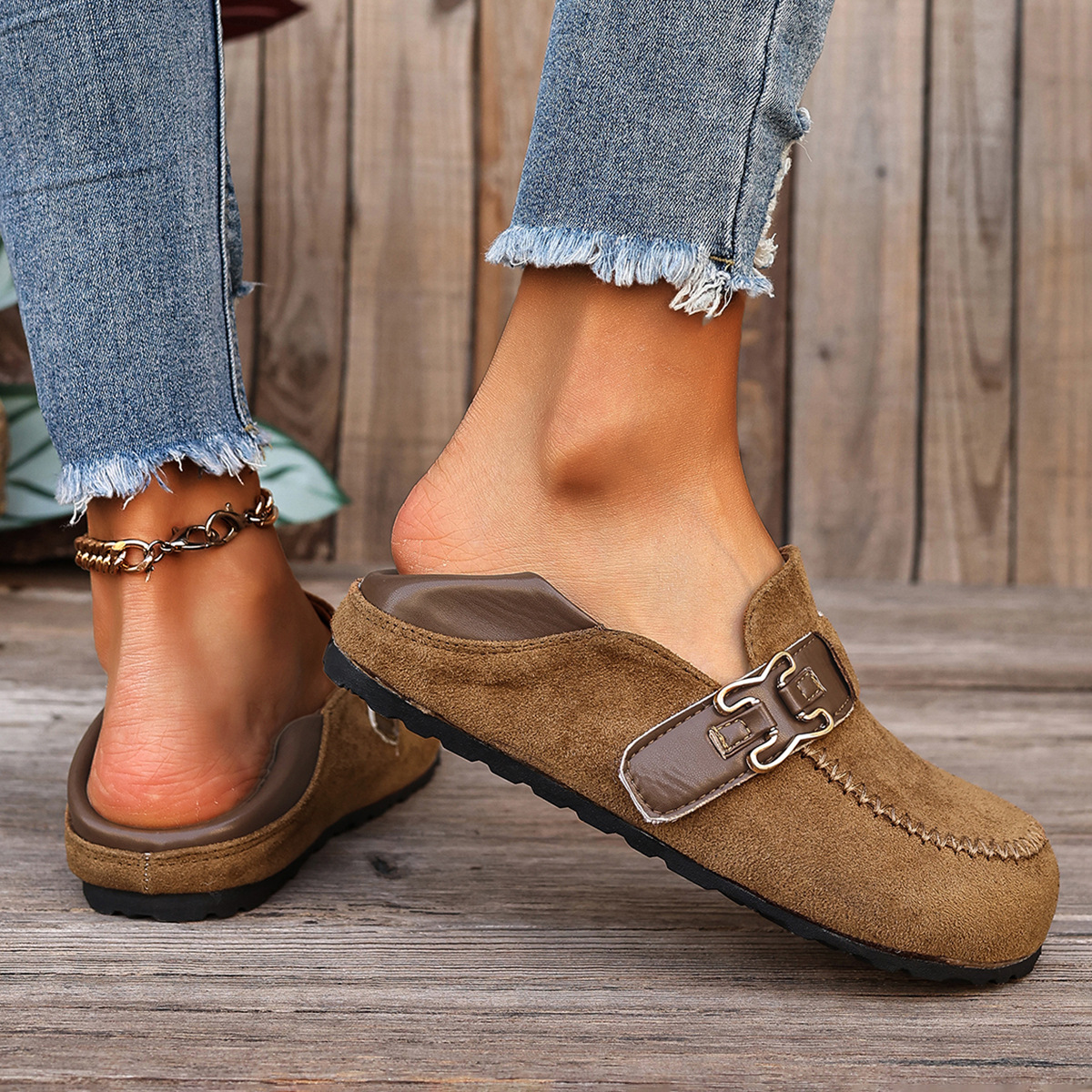 Women’s Adjustable Strap Mule Clogs Slip‑On Shoes for Wide Feet