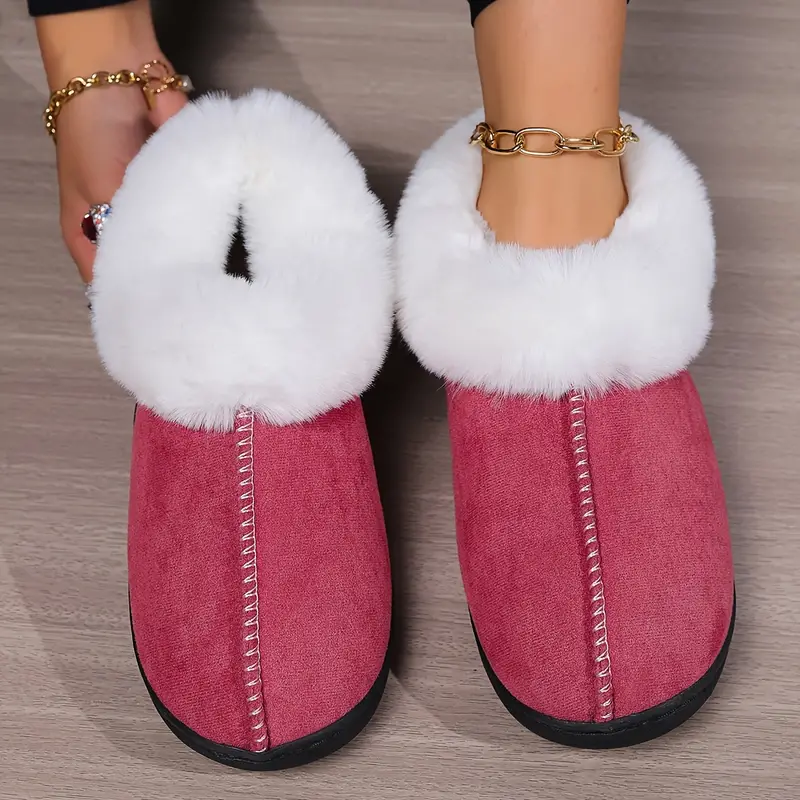 Women's Plush Warm Lightweight Anti-Slip Indoor Slippers