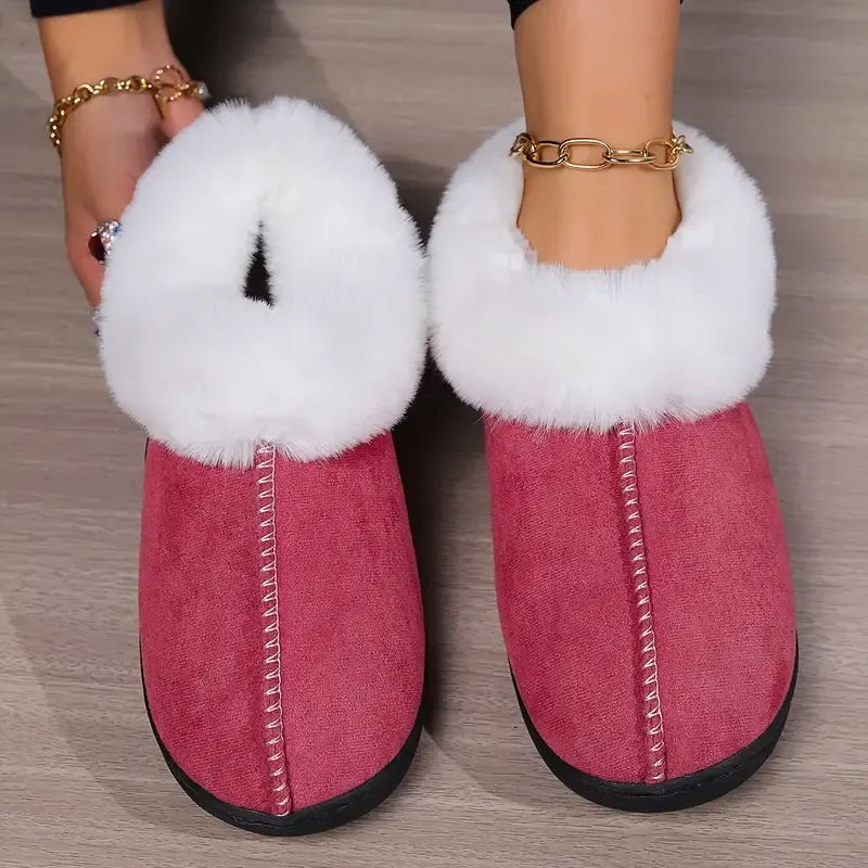 Women's Plush Warm Lightweight Anti-Slip Indoor Slippers