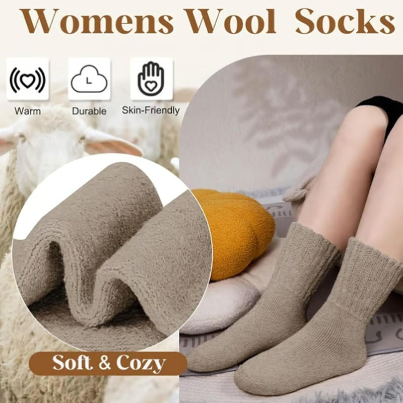 Thick Warm Wool Winter Socks, Stretchy Fit for Wide & Swollen Feet
