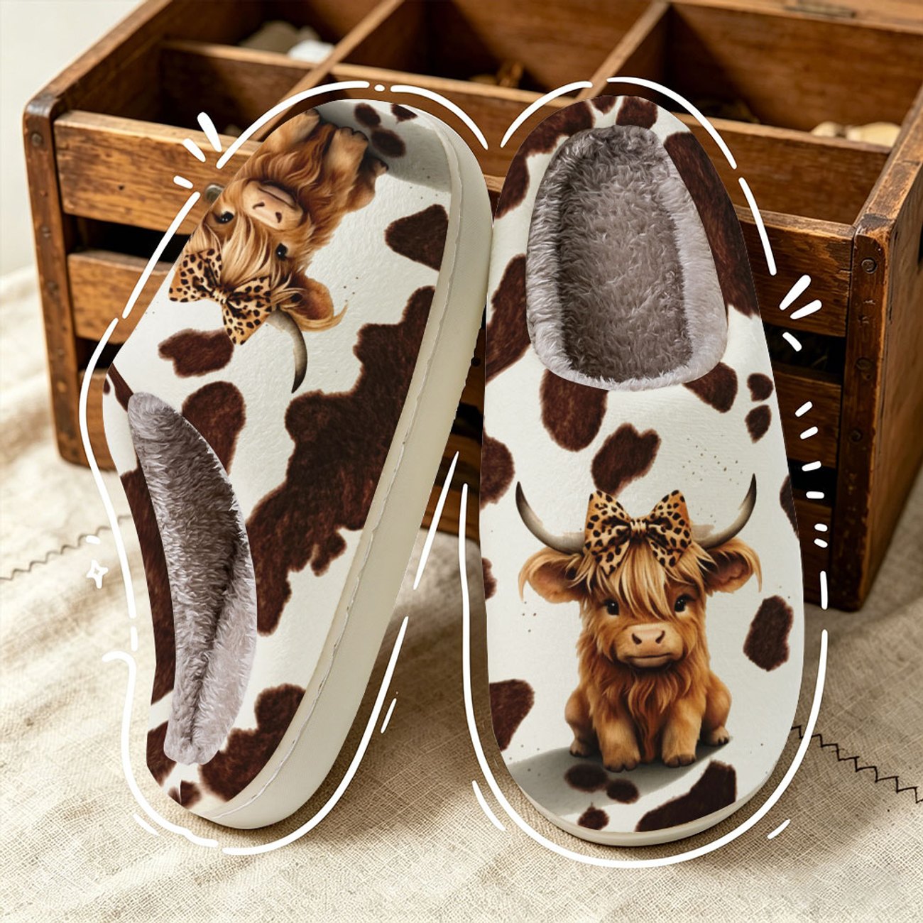 Women's Adorable Highland Cow Non-Slip Mule Slippers