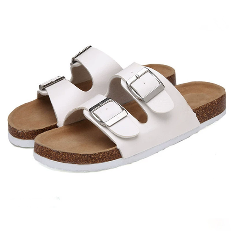 Women’s Adjustable Double Buckle Cork Footbed Orthopedic Slide Sandals