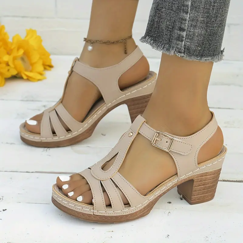 Women's Stylish Non-Slip Chunky High Heels Sandals
