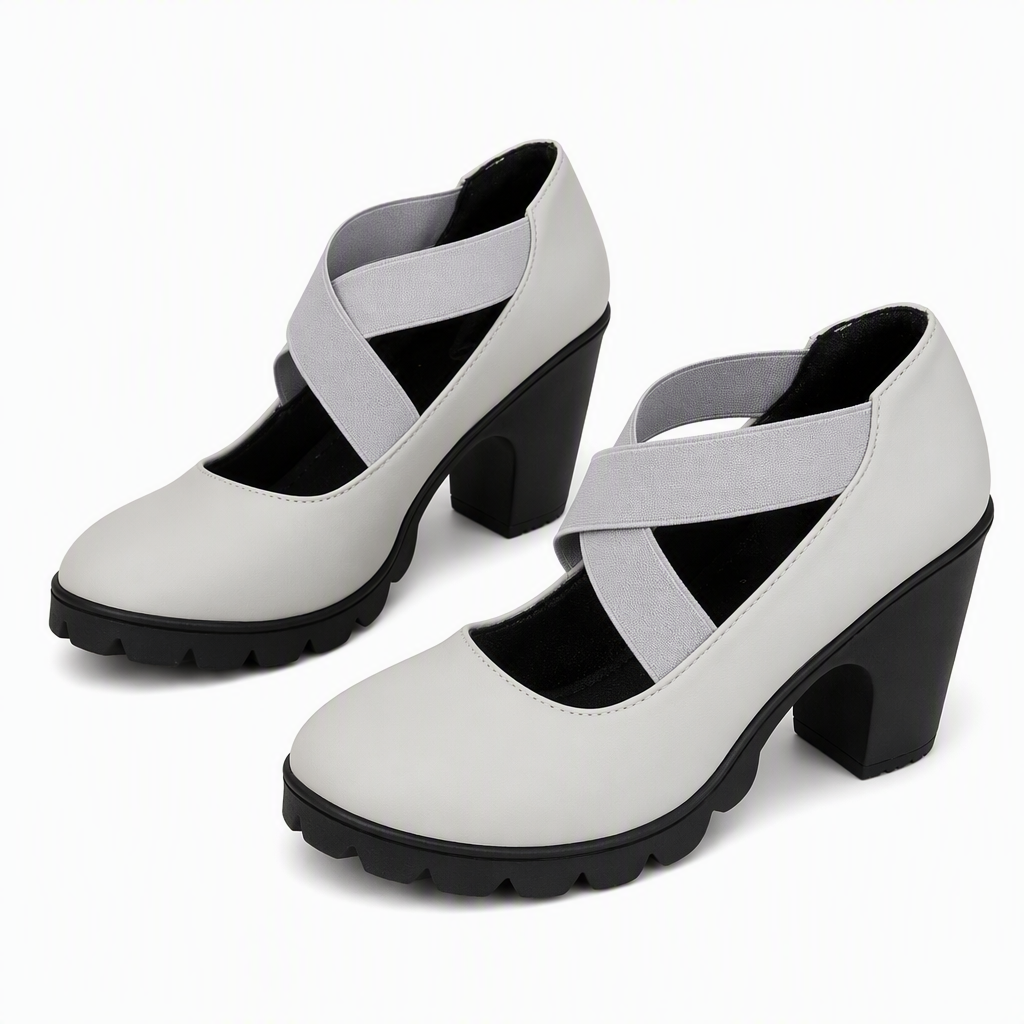 Women's Stable Comfortable Elastic Strap Block‑Heel Mary Jane Shoes Non‑Slip Platform Dress Shoes for Office & Daily Wear