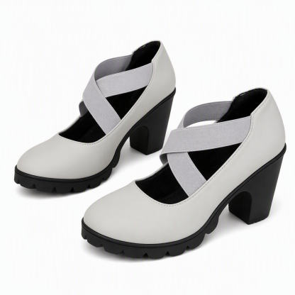 Women's Stable Comfortable Elastic Strap Block‑Heel Mary Jane Shoes Non‑Slip Platform Dress Shoes for Office & Daily Wear