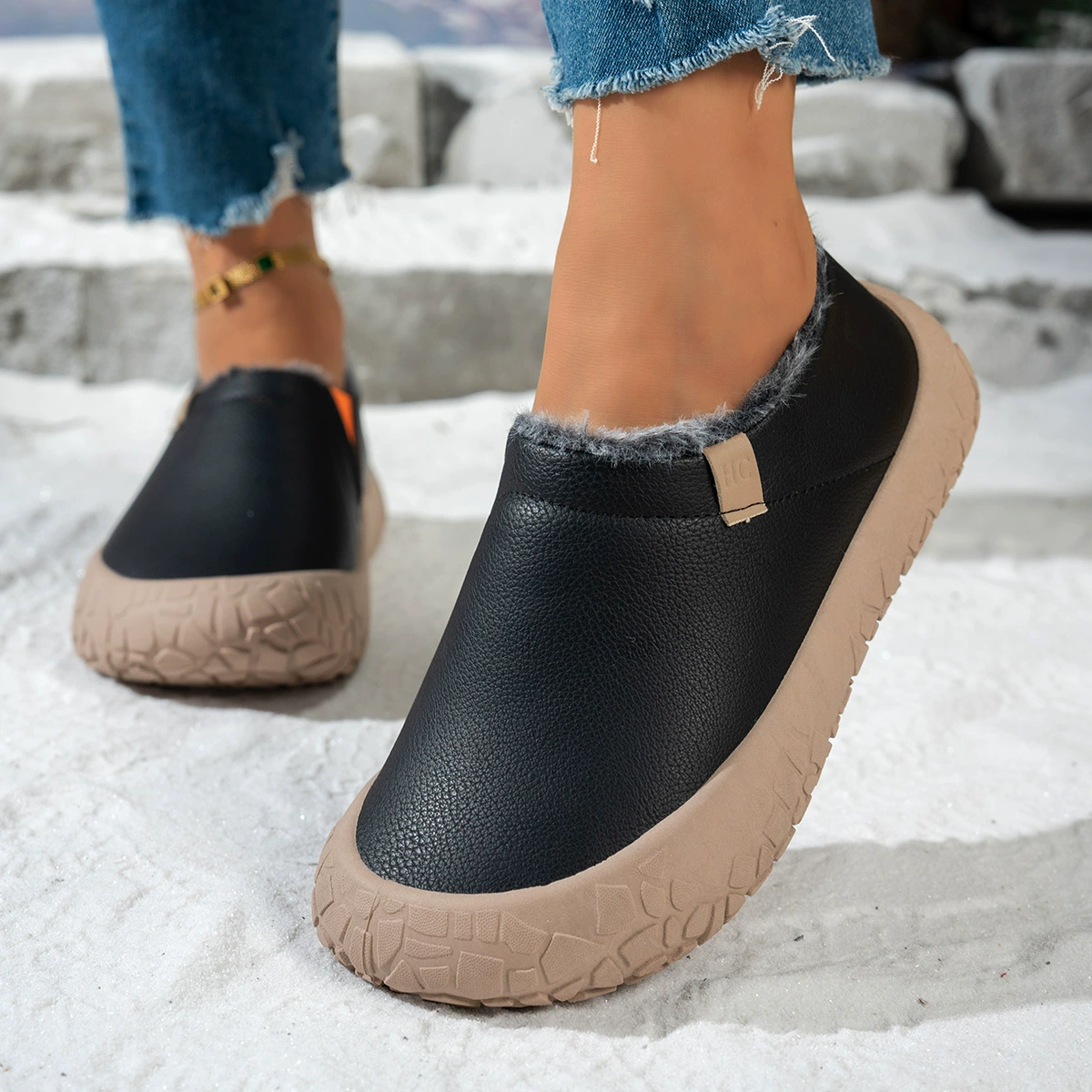 Women's Warm Waterproof Anti‑Slip Winter Slip‑On Shoes Indoor/Outdoor Shoes