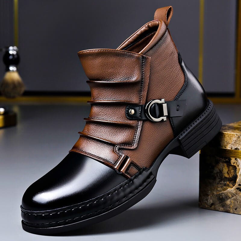 Men's Vintage Leather Biker Ankle Boots