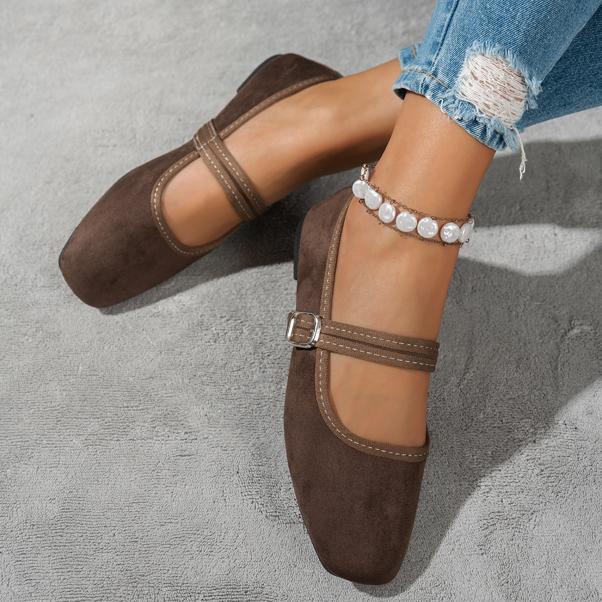 Women's Comfortable Adjustable Buckle Strap Mary Jane Flat Shoes