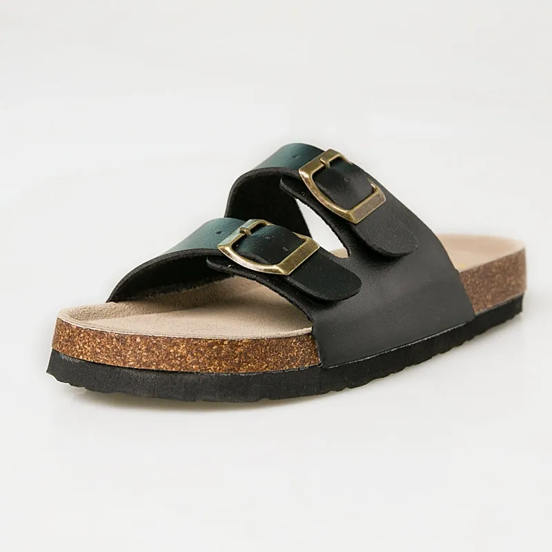 Women’s Adjustable Double Buckle Cork Footbed Orthopedic Slide Sandals