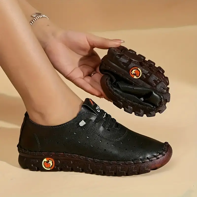 women s hollow design flat shoes breathable low top lace details 2