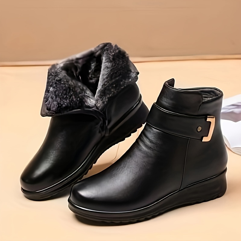 Women's Fashion Warm Non-Slip Durable Black Ankle Boots