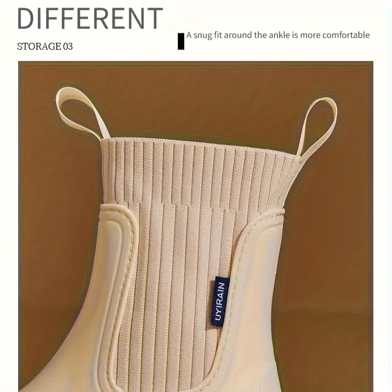 womens chelsea rain boots slip resistant thick sole round toe pvc upper sole comfortable fabric inner insole versatile outdoor footwear for casual attire versatile outdoor shoes chelsea rain boots durable pvc   details 8