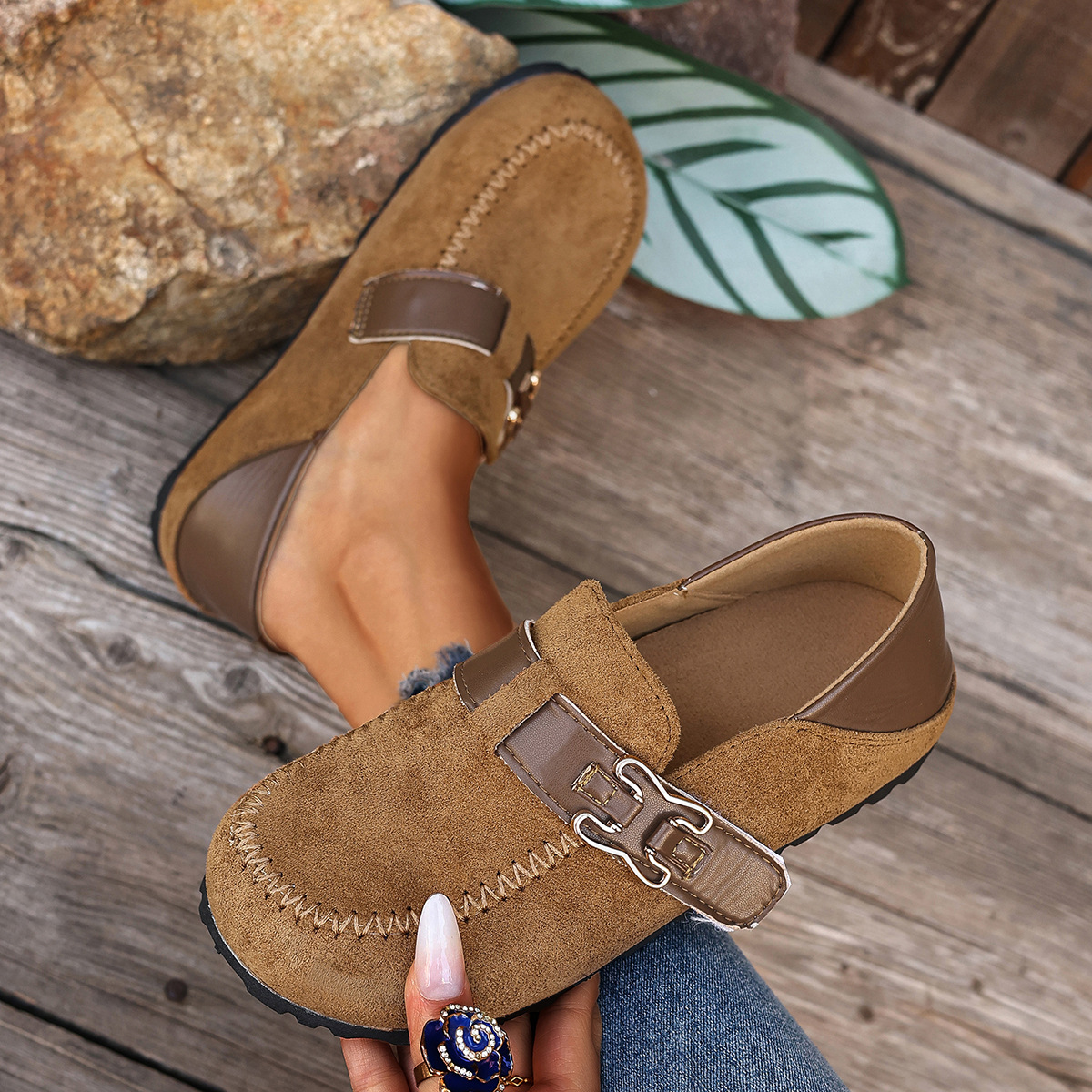 Women’s Adjustable Strap Mule Clogs Slip‑On Shoes for Wide Feet