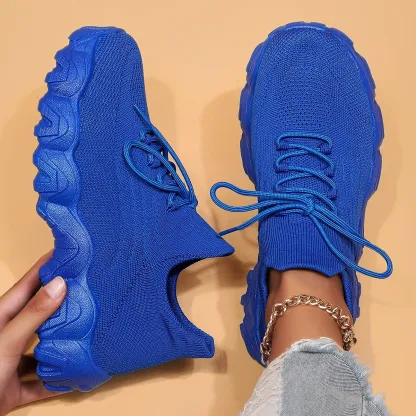 Women's Breathable Stretch Knit Thick Sole Slip‑On Trainers Walking Shoes
